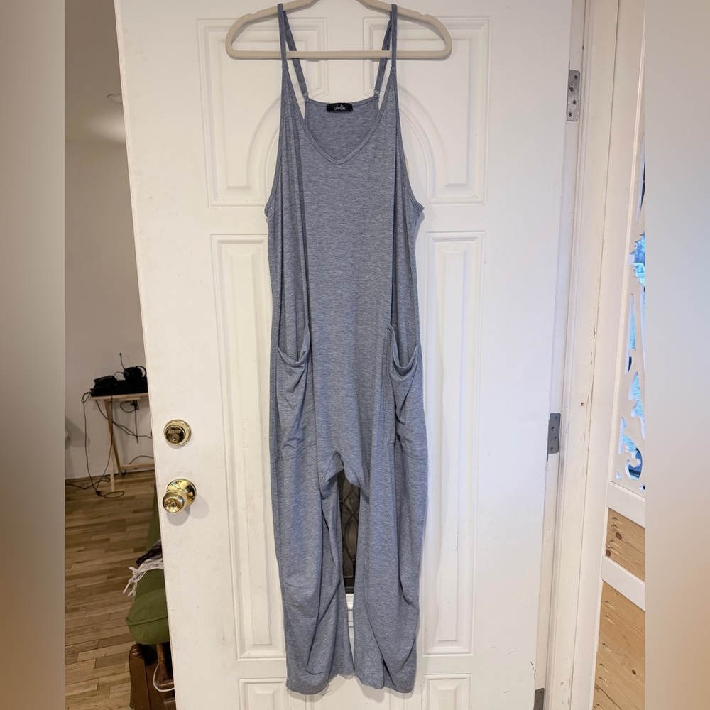 Gray Sleeveless Jumpsuit. Hotshot onesie knockoff